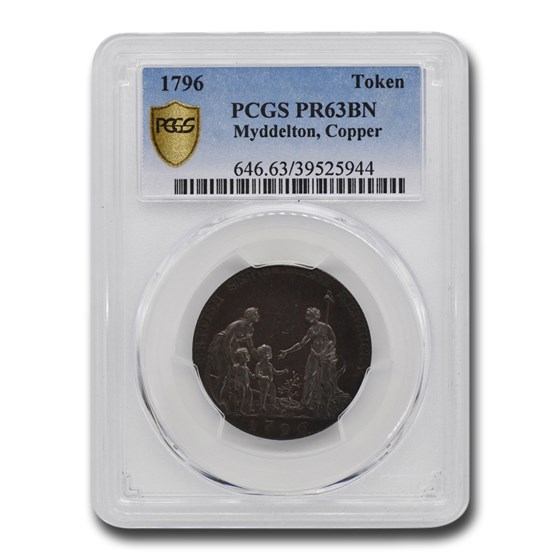 1796 Copper Myddelton Token PR-63 PCGS (Brown) 1796 Copper Myddelton Token PR-63 PCGS (Brown)